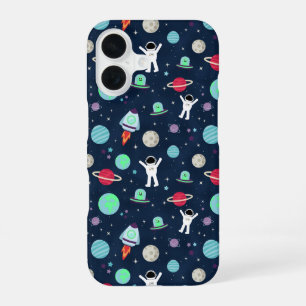 Funda Para iPhone 16 Astronautas Planetas Cohetes y Alienígenas