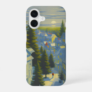 Funda Para iPhone 16 Atardecer de invierno en un pueblo acogedor