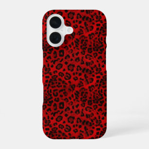 Funda Para iPhone 16 Audaz y chic: estampado de leopardo rojo y negro