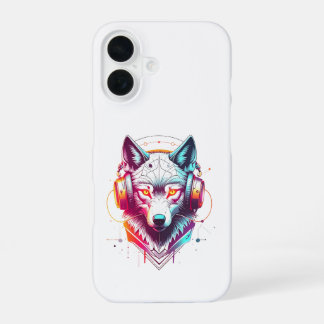 Funda Para iPhone 16 Auriculares Neon Cyber Wolf Y2K