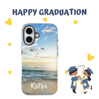 Funda Para iPhone 16 Ave con cielo de mar, nombre personalizado