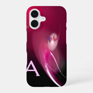FUNDA PARA iPhone 16 AVE LIGERA / FUCIA ROSA NEGRO MONOGRAMA ABSTRACTO