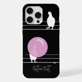 Funda Para iPhone 16 Aves divertidas de Bubblegum con un negro hilo
