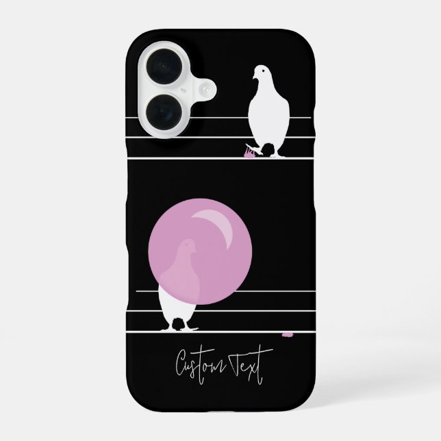 Funda Para iPhone 16 Aves divertidas de Bubblegum con un negro hilo (Reverso )