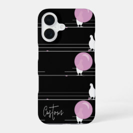 Funda Para iPhone 16 Aves divertidas de Bubblegum en un patrón de hilo 