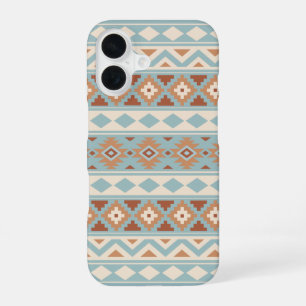 Funda Para iPhone 16 Aztec Essence Ptn IIIb Blue Cream Terracottas