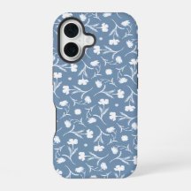 Azul Gris Blanco Libertad Patrón Floral Elegante P