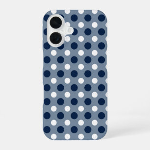 Funda Para iPhone 16 azul marino grisáceo y puntos blancos