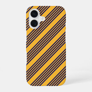 Funda Para iPhone 16 Azul marino y patrón de cinco rayas amarillo solea