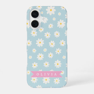 Funda Para iPhone 16 Azul Pastel Personalizado Coquette Flor de Margari