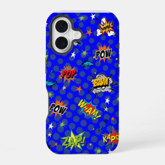 Funda Para iPhone 16 Azul superhéroe cómico