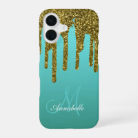 Azul Teal Verde - Personalizado con Brillo Dorado
