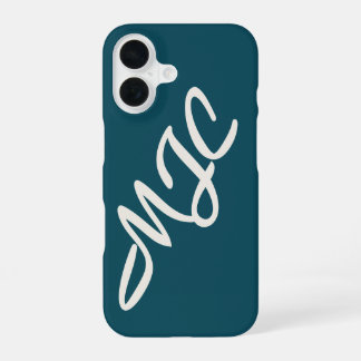 Funda Para iPhone 16 Azul Turquesa Profundo Monograma Personalizado
