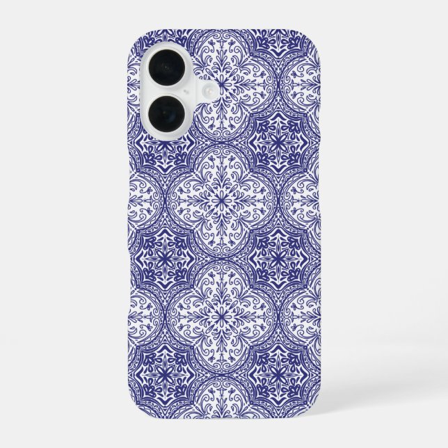 Funda Para iPhone 16 Azulejo Azul Mediterráneo (Reverso )