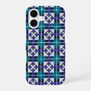 Funda Para iPhone 16 Azulejos portugueses - Diamante geométrico