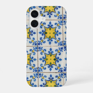 Funda Para iPhone 16 Azulejos portugueses - Patrón azul y amarillo