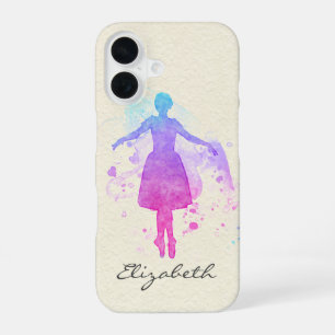 Funda Para iPhone 16 Bailarina de ballet en punta al aguarela - Tu nomb