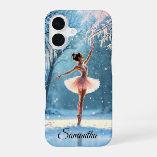 Funda Para iPhone 16 Balerina de nieve mágica arte de poise de invierno