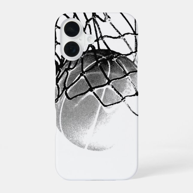 Funda Para iPhone 16 Baloncesto en Blanco y Negro (Reverso )