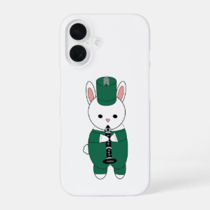 Funda Para iPhone 16 Banda de Música de Conejos Clarinete Verde Blanco