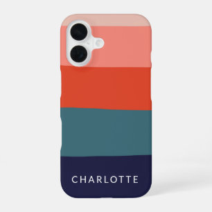 Funda Para iPhone 16 Bandas abstractas de la Marina y la Red Personali