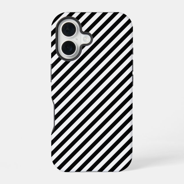 Funda Para iPhone 16 Bandas angladas en blanco y negro (Reverso )