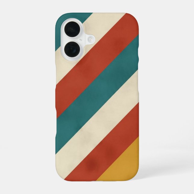 Funda Para iPhone 16 Bandas Retro Diagonales (Reverso )