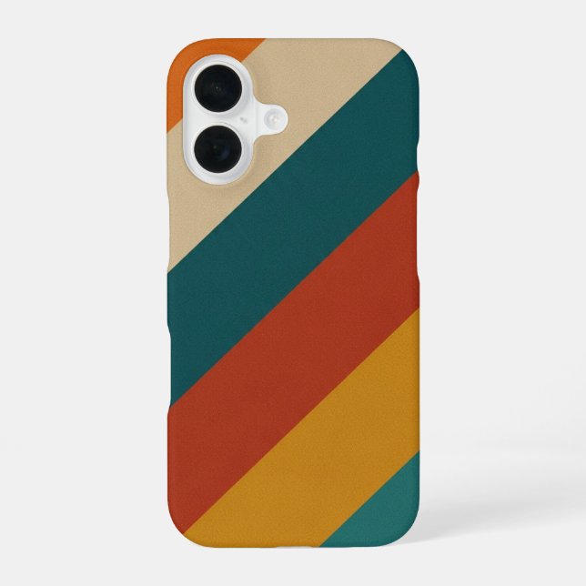 Funda Para iPhone 16 Bandas Retro Diagonales (Reverso )