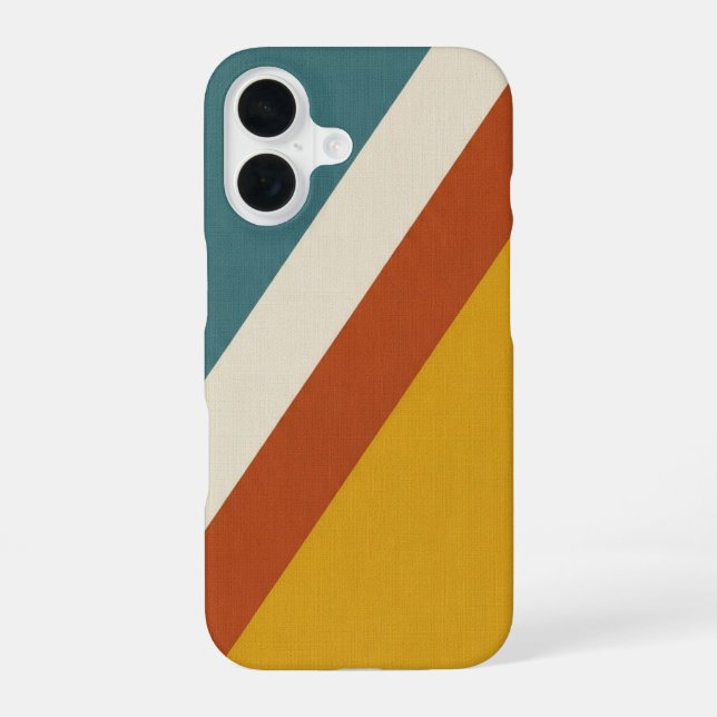 Funda Para iPhone 16 Bandas Retro Diagonales (Reverso )
