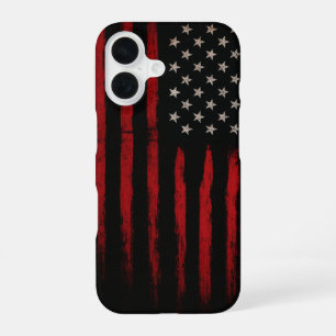 Funda Para iPhone 16 Bandera Americana Roja y Negra