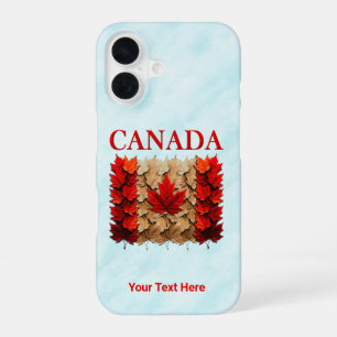 Funda Para iPhone 16 Bandera canadiense de hoja de arce de otoño