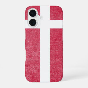 Funda Para iPhone 16 Bandera de Dinamarca Grunge
