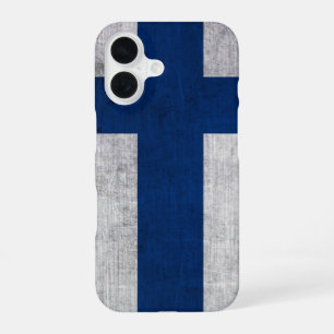 Funda Para iPhone 16 Bandera de Finlandia Grunge