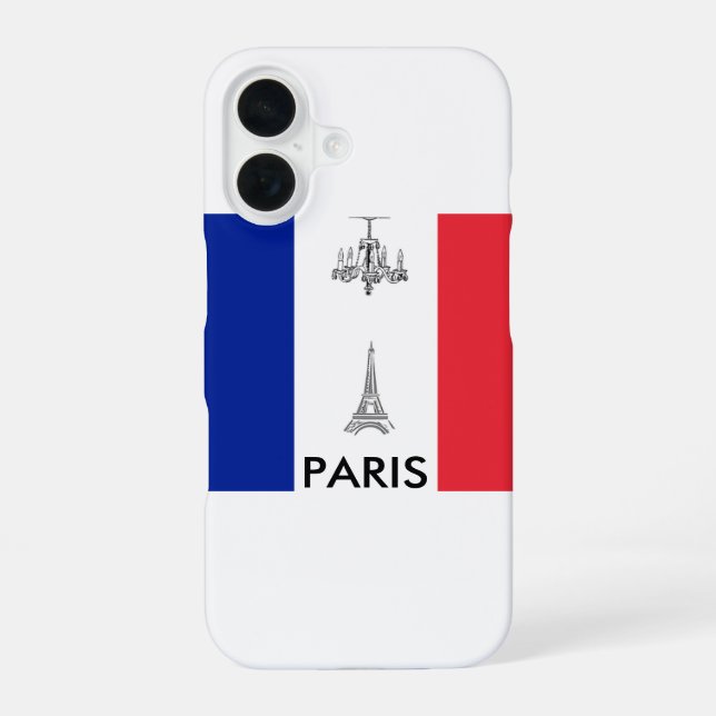 Funda Para iPhone 16 Bandera francesa temática de París (Reverso )