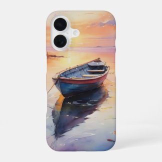 Funda Para iPhone 16 Barca costera de estilo rawboat al atardecer