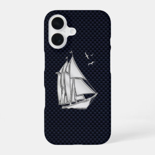 Funda Para iPhone 16 Barco de vela cromado en fibra de carbono