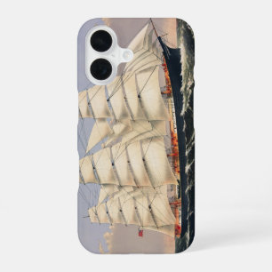 Funda Para iPhone 16 Barco de Vela Náutico Antiguo Currier & Ives