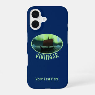 Funda Para iPhone 16 Barco Vikingo Bajo las Luces del Norte