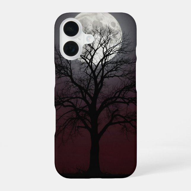 Funda Para iPhone 16 Bare Tree and Full Moon Dark Case (Reverso )