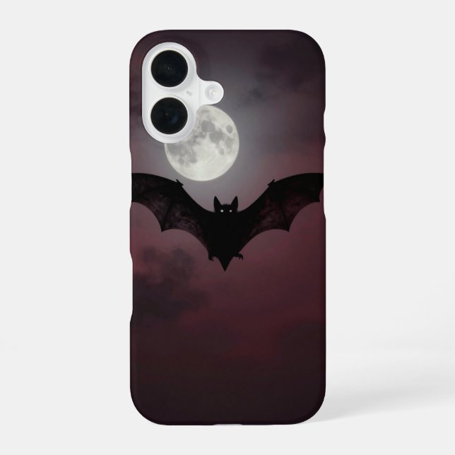 Funda Para iPhone 16 Bat Across the Moon Dark Gothic Case (Reverso )