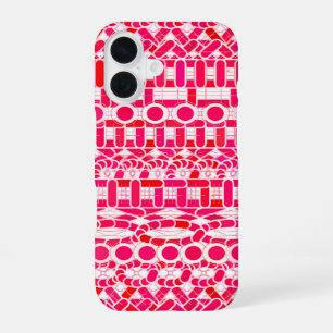 Funda Para iPhone 16 Batik tribal - rojo intenso, granate y blanco