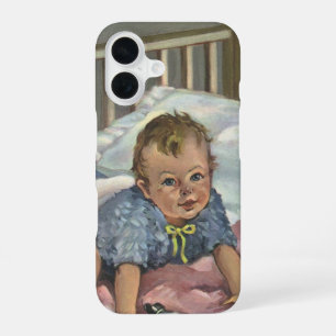 Funda Para iPhone 16 Bebé lindo vintage jugando en cuna, hora de la sie