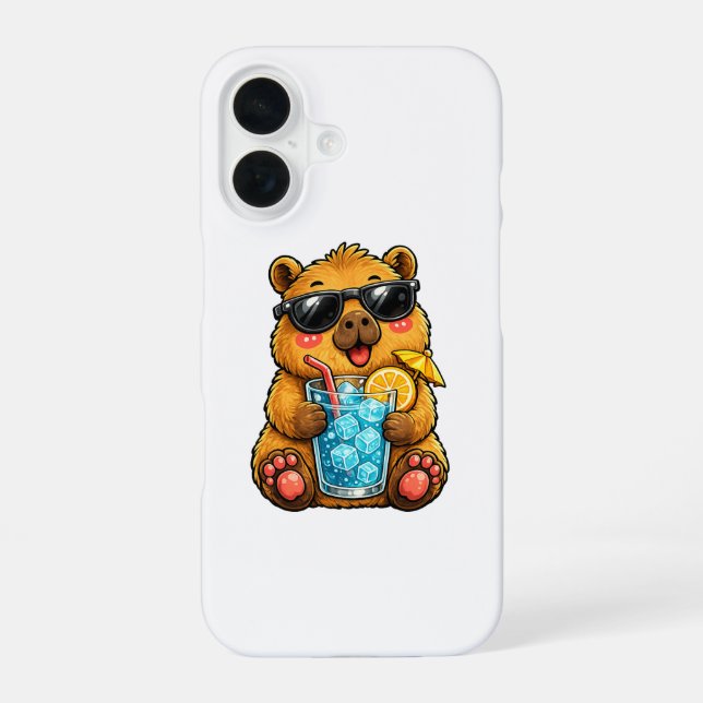Funda Para iPhone 16 Bebida de capibara genial (Reverso )