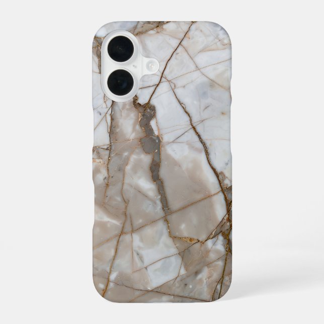 Funda Para iPhone 16 Beige Marble with Gold Veins – Elegant Design (Reverso )