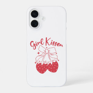 Funda Para iPhone 16 Besadora de Chicas–Cute Fresa Coquette Orgullo Lés
