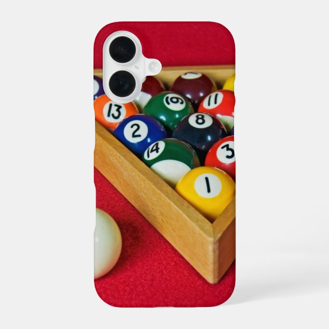 Funda Para iPhone 16 Billar Sobre Fieltro Rojo (Reverso )
