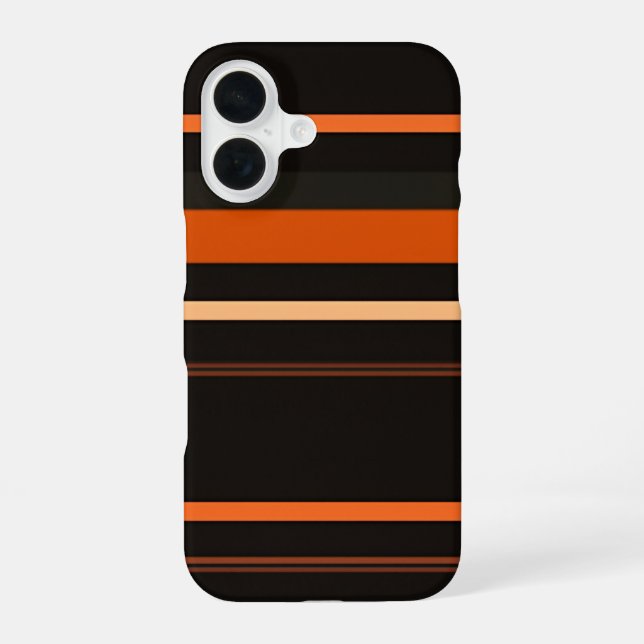 Funda Para iPhone 16 Black and Orange Bold Stripe Pattern (Reverso )