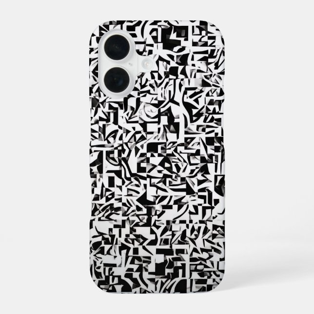 Funda Para iPhone 16 Black and White Abstract Geometric Pattern (Reverso )