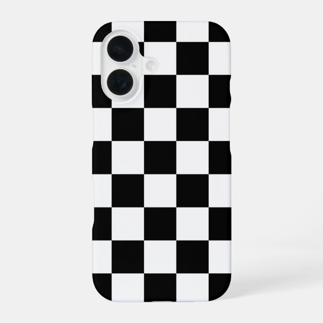 Funda Para iPhone 16 Black and White Checkered Print (Reverso )