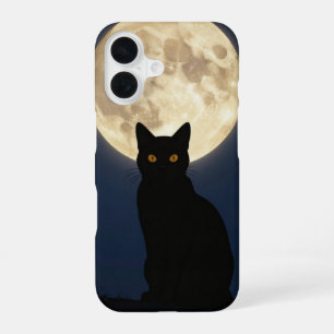 Funda Para iPhone 16 Black Cat and Full Moon Witchy Case